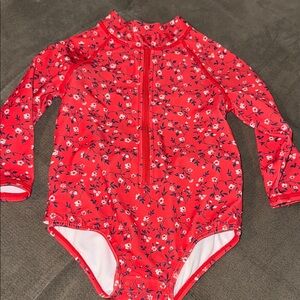 Janie and Jack Red Floral Kids Rashguard